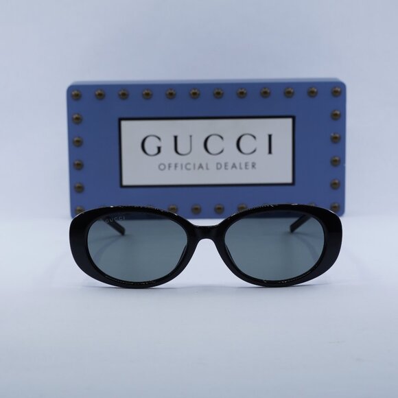Gucci GG1684SA 002 Oval Sunglasses - Shiny Black/Grey main image 11